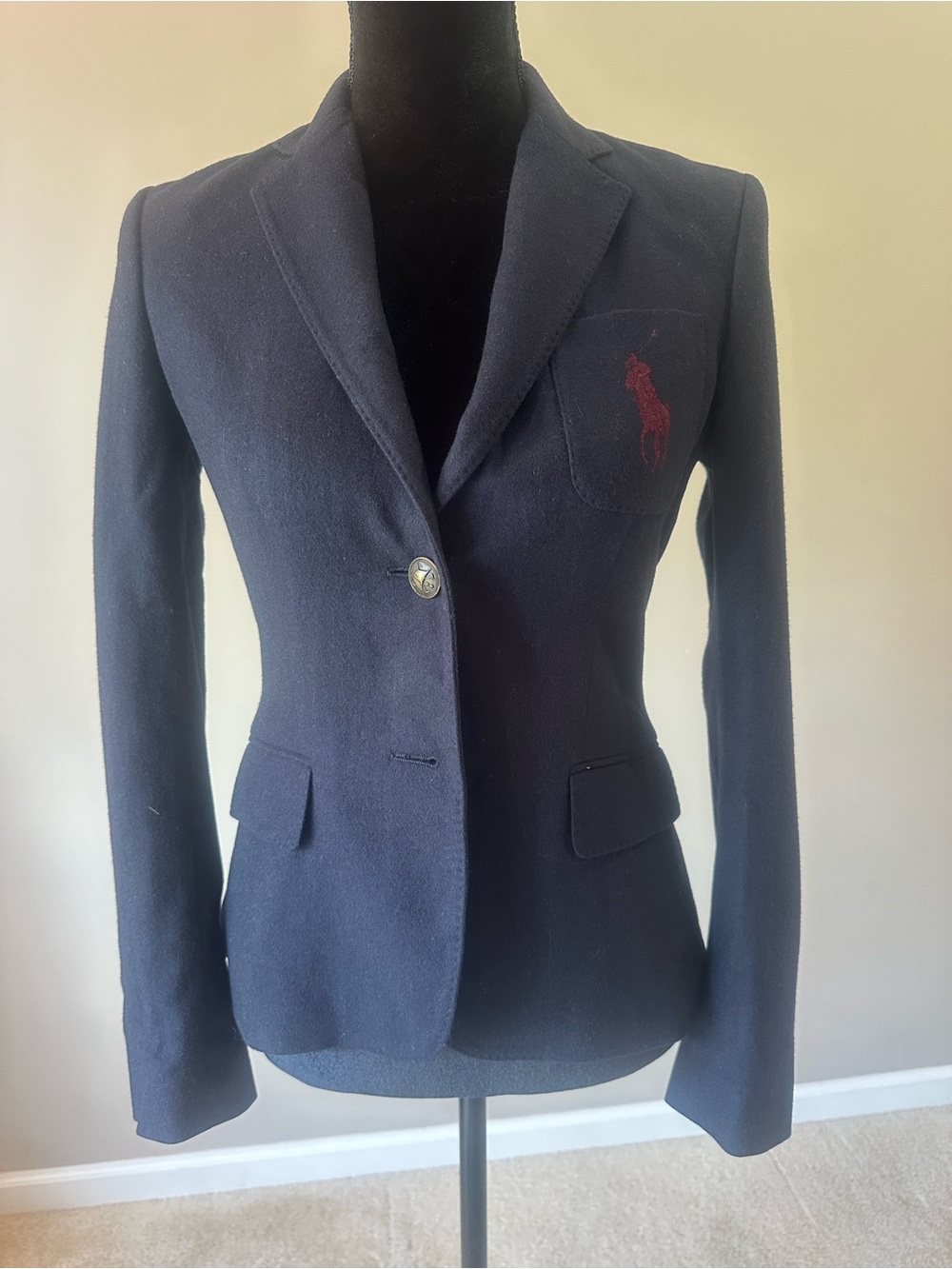Ralph Lauren Navy Blazer with Red Polo Player Embroidery